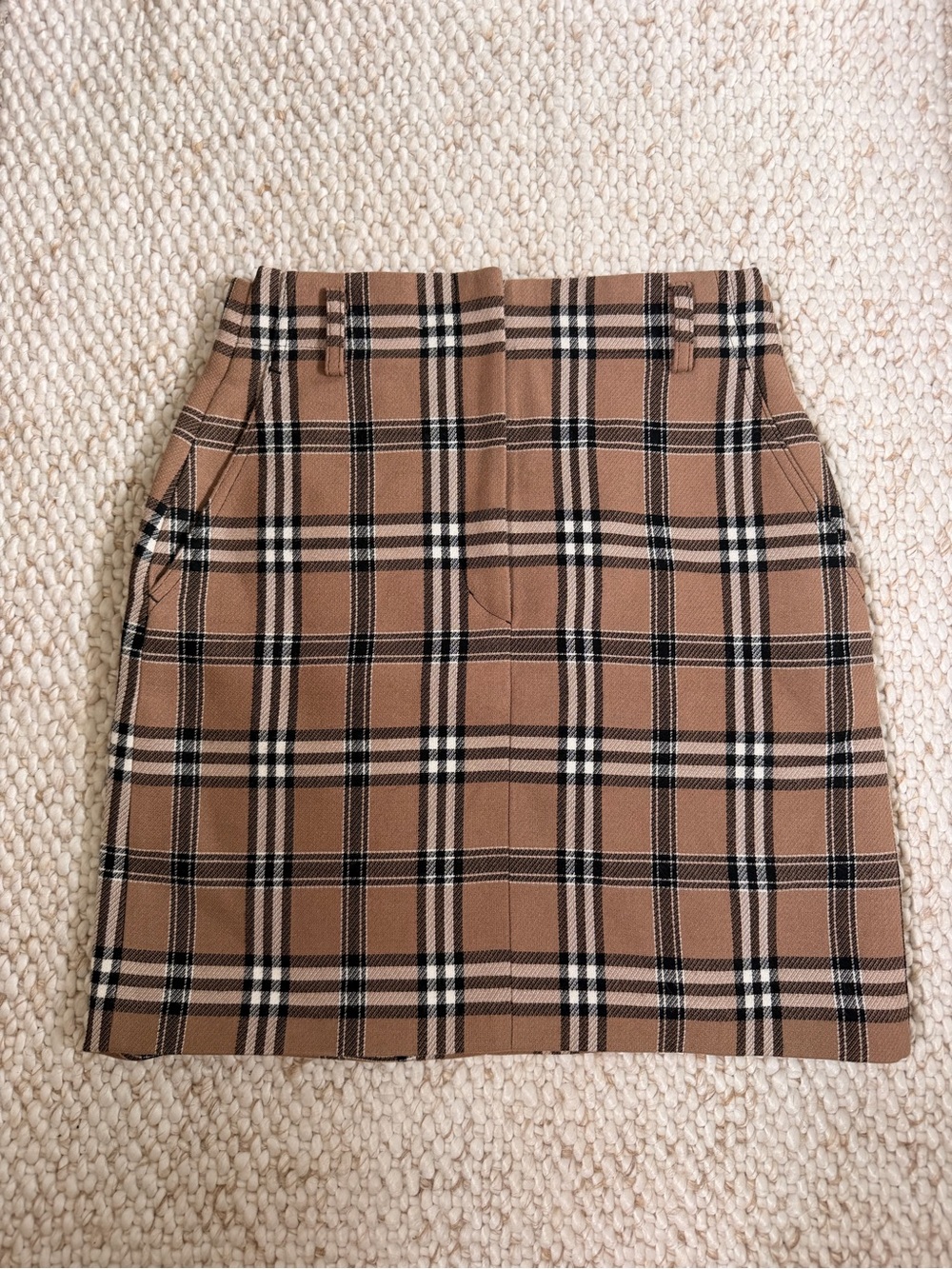 Sandro Brown Plaid Pencil Skirt